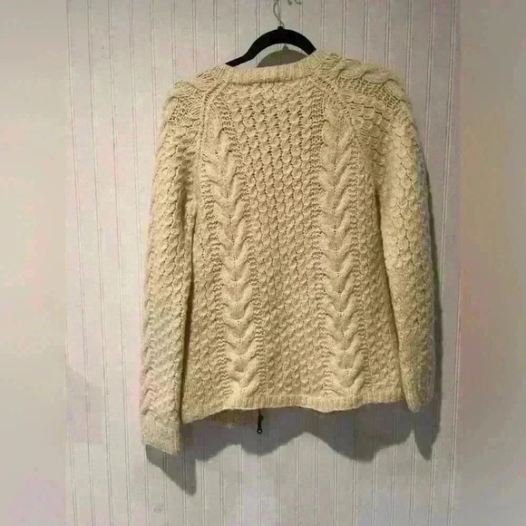 Vintage hand knit  fisherman wool zip sweater Sz. Small cottagecore classic GUC - Picture 3 of 8